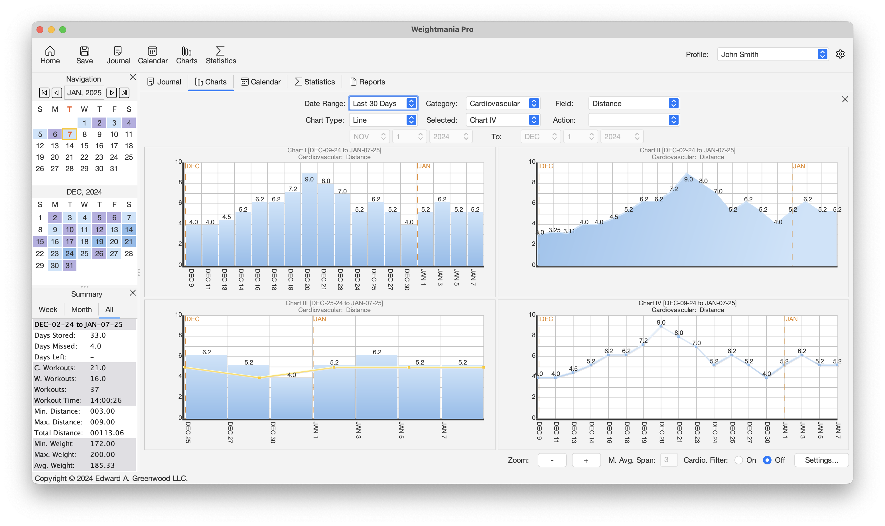 Graph workouts, nutrition, measurements, and progress on macOS desktop and laptop computers.