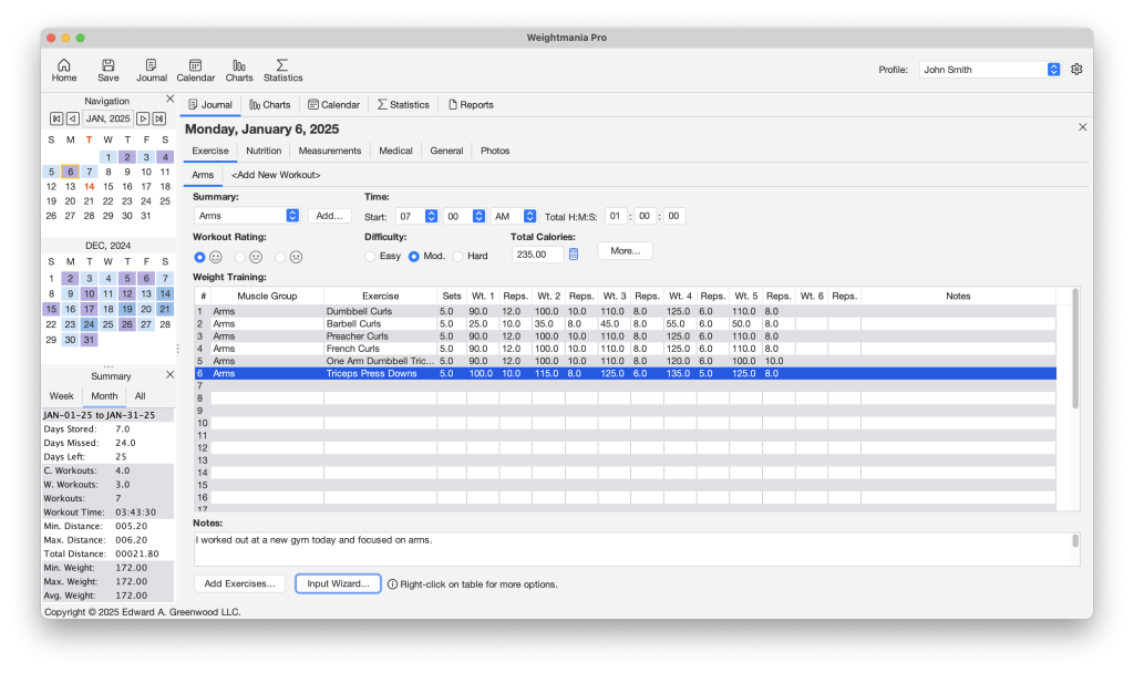 Record and track weight training workouts on macOS desktop and laptop computers.